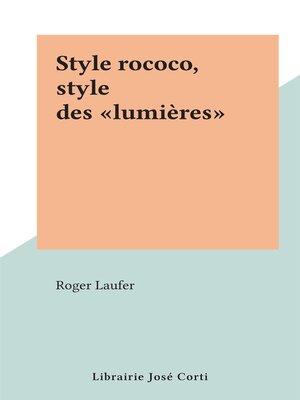 cover image of Style rococo, style des "lumières"